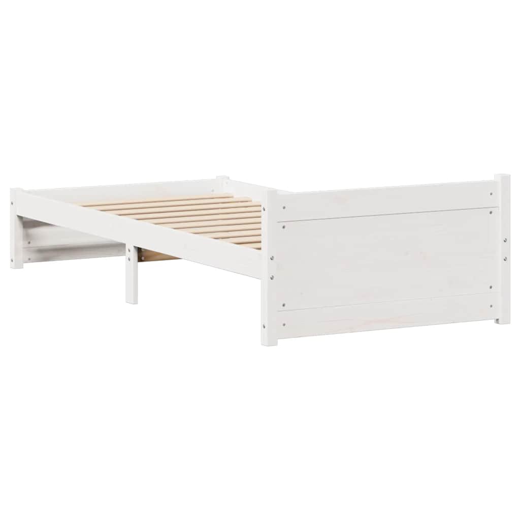 fehér tömör fenyőfa ágykeret matrac nélkül 90 x 190 cm