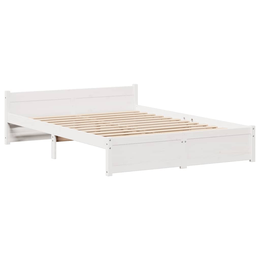 fehér tömör fenyőfa ágy matrac nélkül 135 x 190 cm