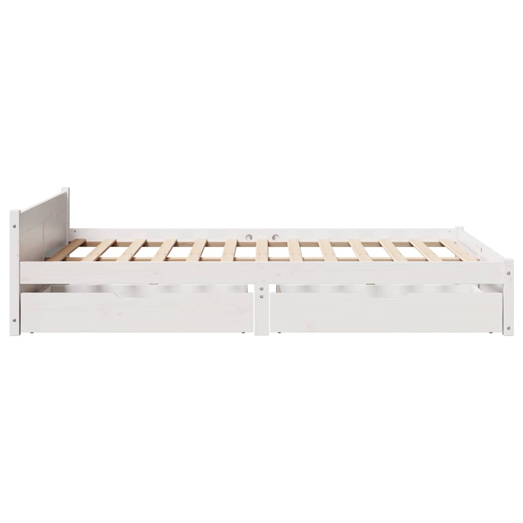 fehér tömör fenyőfa ágy matrac nélkül 135 x 190 cm