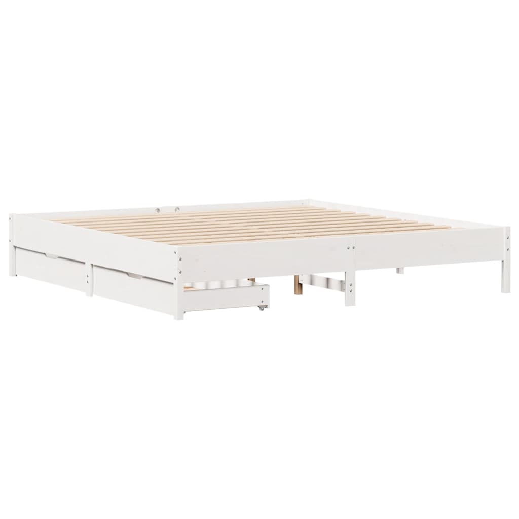 fehér tömör fenyőfa ágy matrac nélkül 200 x 200 cm