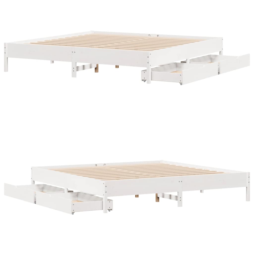fehér tömör fenyőfa ágy matrac nélkül 200 x 200 cm