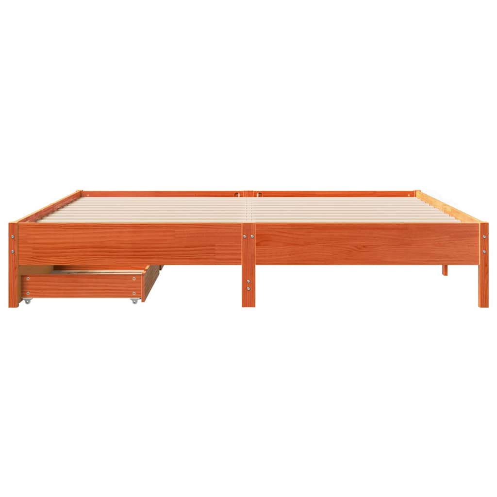 viaszbarna tömör fenyőfa ágy matrac nélkül 200 x 200 cm