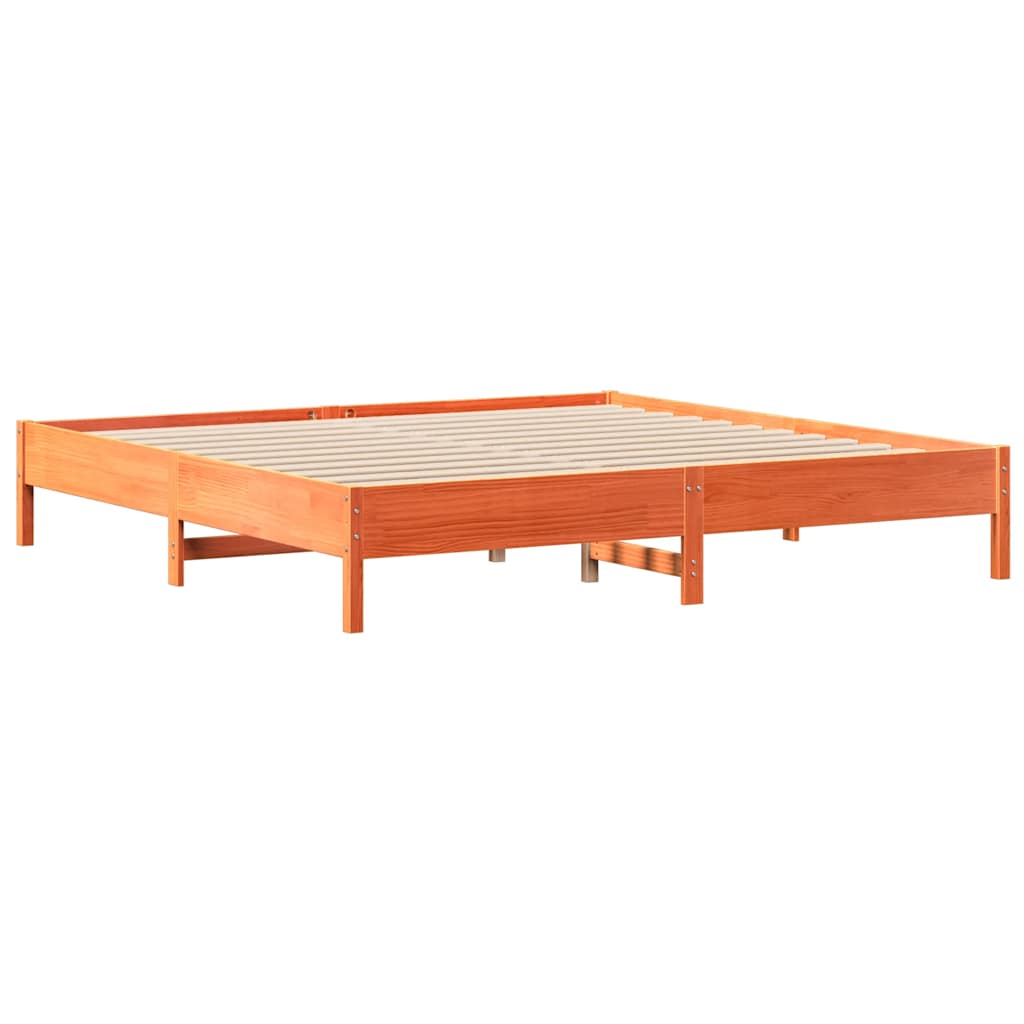 viaszbarna tömör fenyőfa ágy matrac nélkül 200 x 200 cm