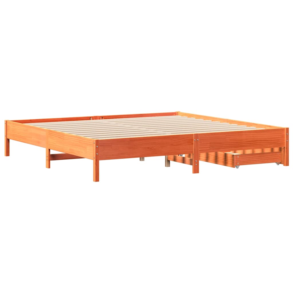 viaszbarna tömör fenyőfa ágy matrac nélkül 200 x 200 cm