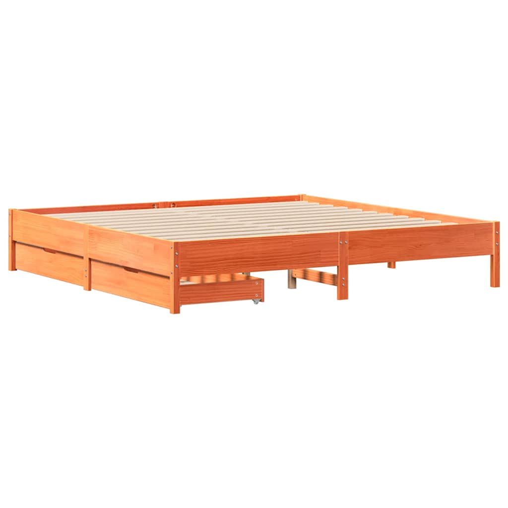 viaszbarna tömör fenyőfa ágy matrac nélkül 180 x 200 cm