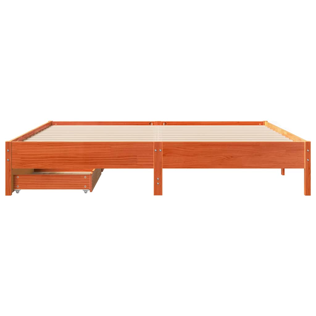 viaszbarna tömör fenyőfa ágy matrac nélkül 180 x 200 cm