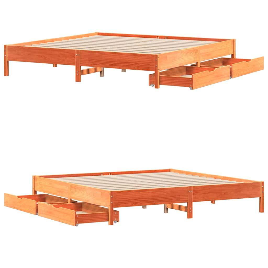 viaszbarna tömör fenyőfa ágy matrac nélkül 180 x 200 cm