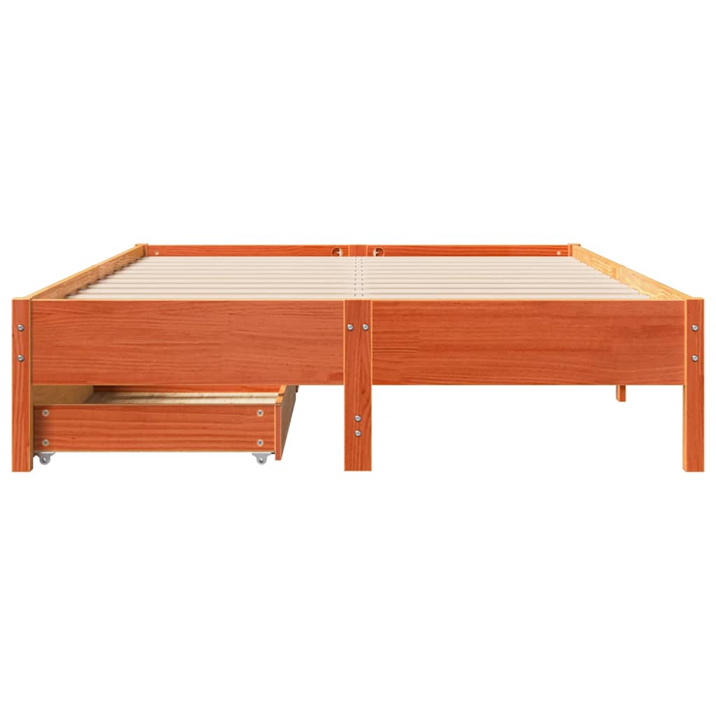 viaszbarna tömör fenyőfa ágy matrac nélkül 160 x 200 cm