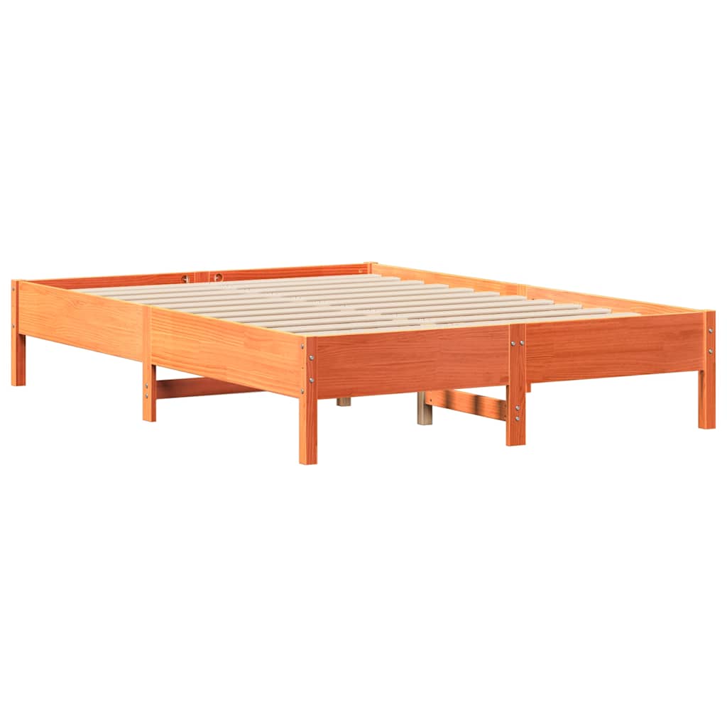 viaszbarna tömör fenyőfa ágy matrac nélkül 160 x 200 cm
