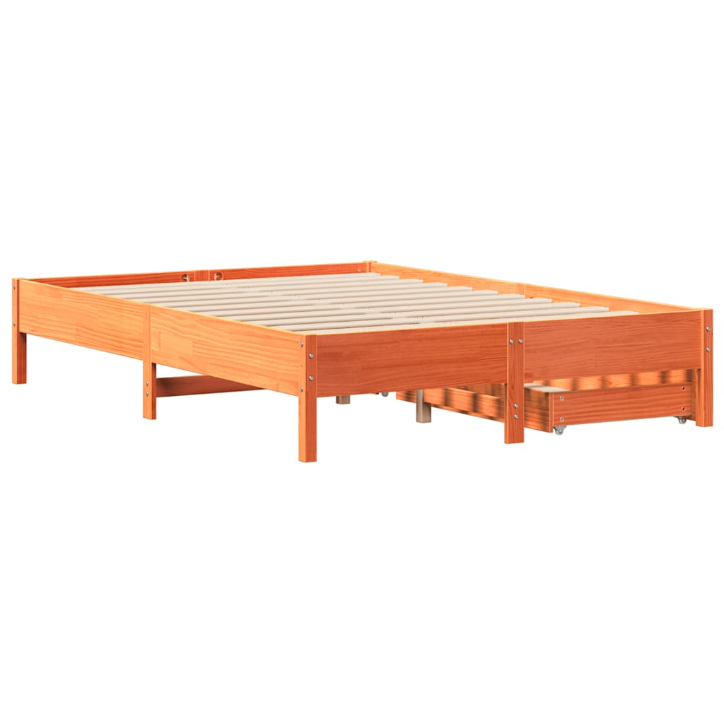 viaszbarna tömör fenyőfa ágy matrac nélkül 150 x 200 cm