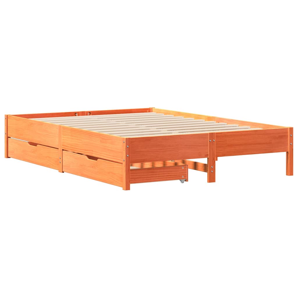 viaszbarna tömör fenyőfa ágy matrac nélkül 140 x 200 cm