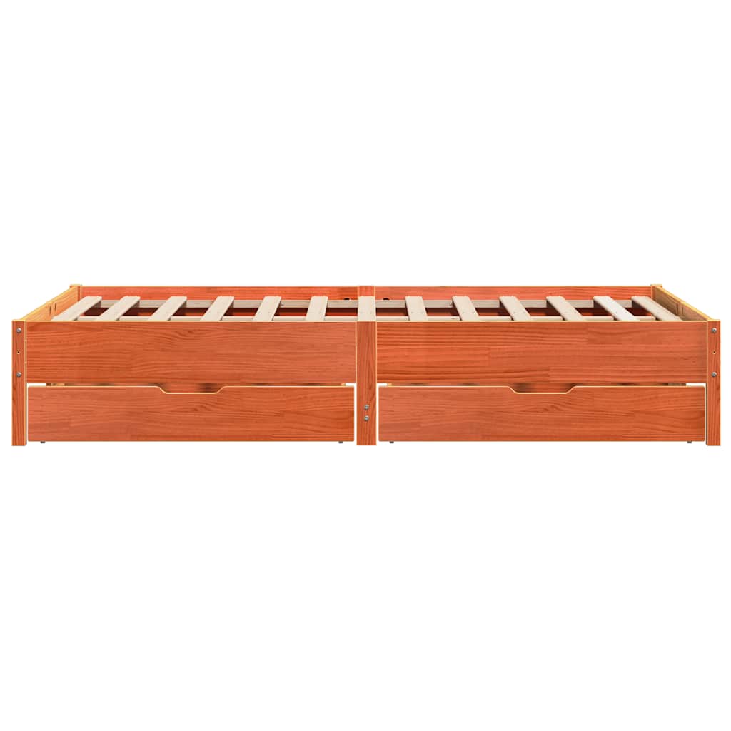 viaszbarna tömör fenyőfa ágy matrac nélkül 140 x 200 cm