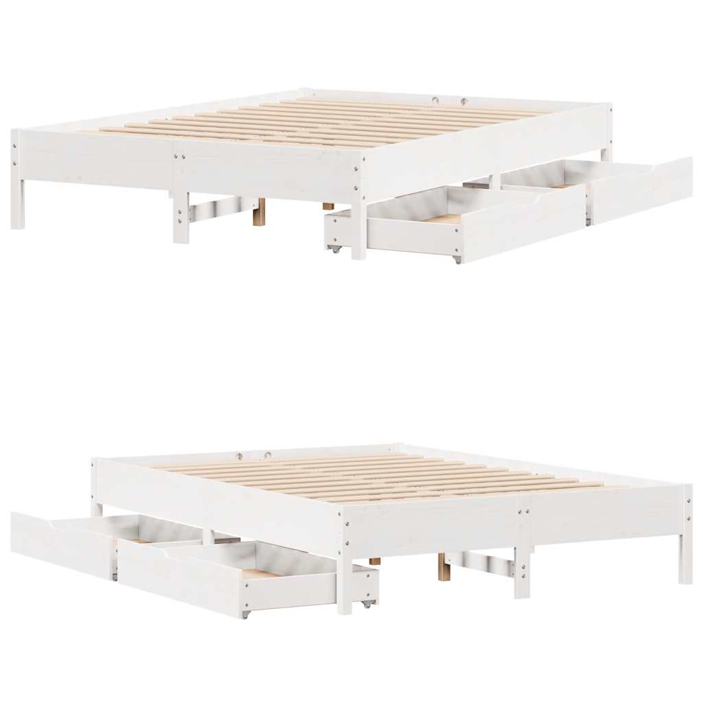 fehér tömör fenyőfa ágy matrac nélkül 120 x 200 cm