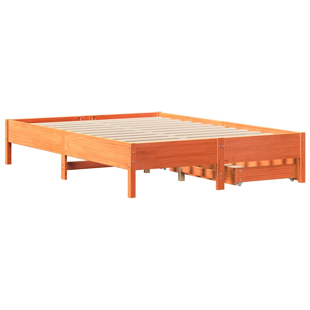 viaszbarna tömör fenyőfa ágy matrac nélkül 120 x 200 cm
