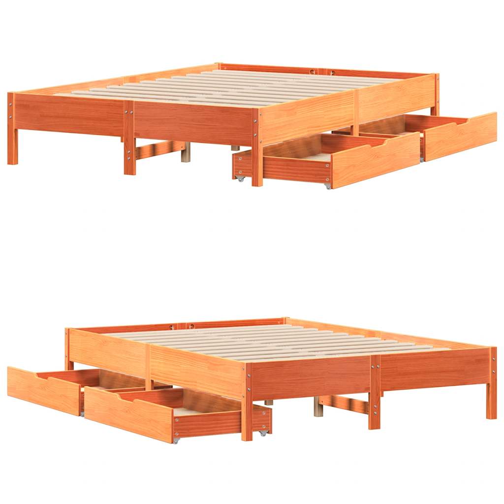 viaszbarna tömör fenyőfa ágy matrac nélkül 120 x 200 cm