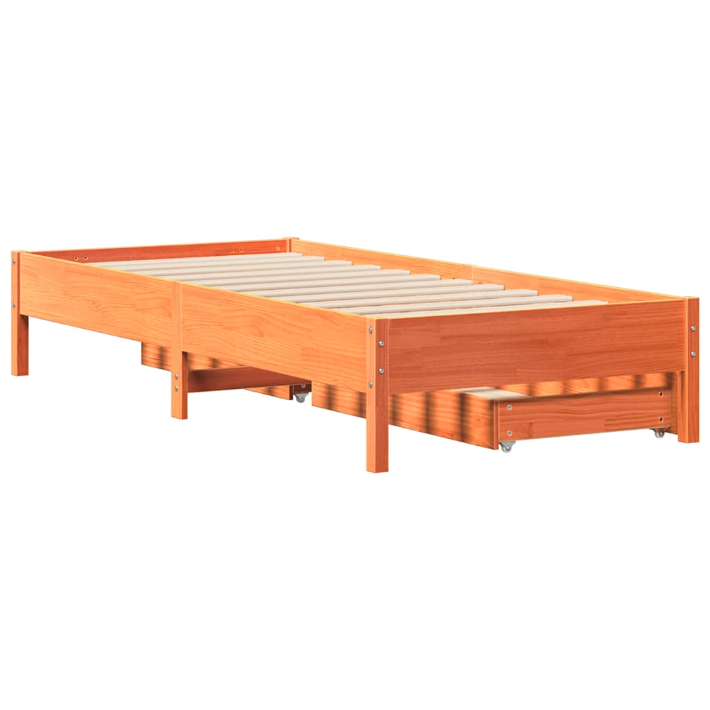 viaszbarna tömör fenyőfa ágy matrac nélkül 100 x 200 cm