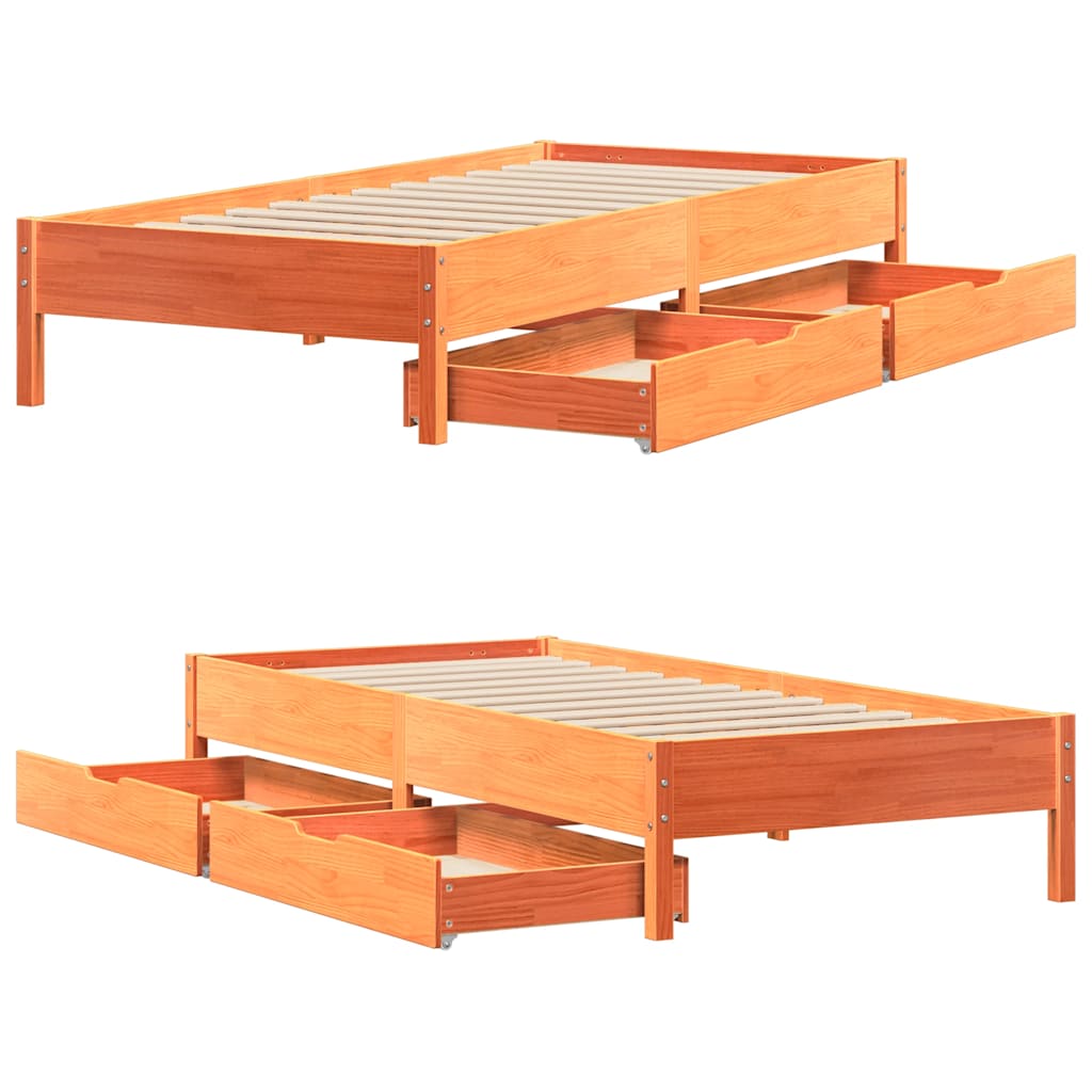 viaszbarna tömör fenyőfa ágy matrac nélkül 90 x 200 cm