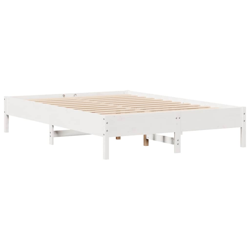 fehér tömör fenyőfa ágy matrac nélkül 140x190 cm