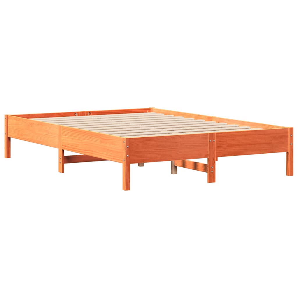 viaszbarna tömör fenyőfa ágy matrac nélkül 140 x 190 cm