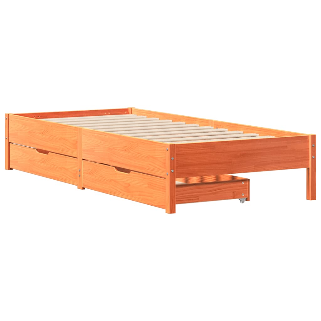 viaszbarna tömör fenyőfa ágy matrac nélkül 90 x 190 cm