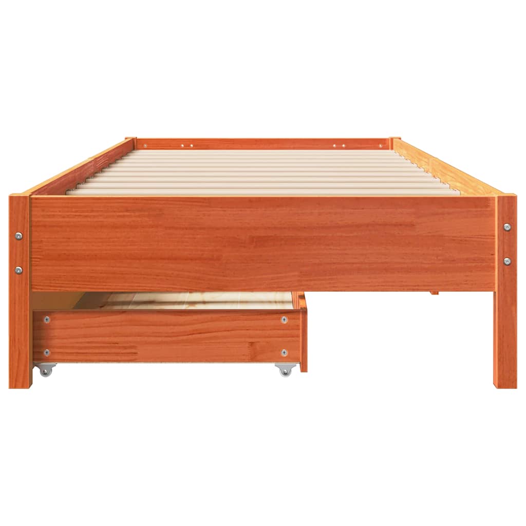 viaszbarna tömör fenyőfa ágy matrac nélkül 90 x 190 cm