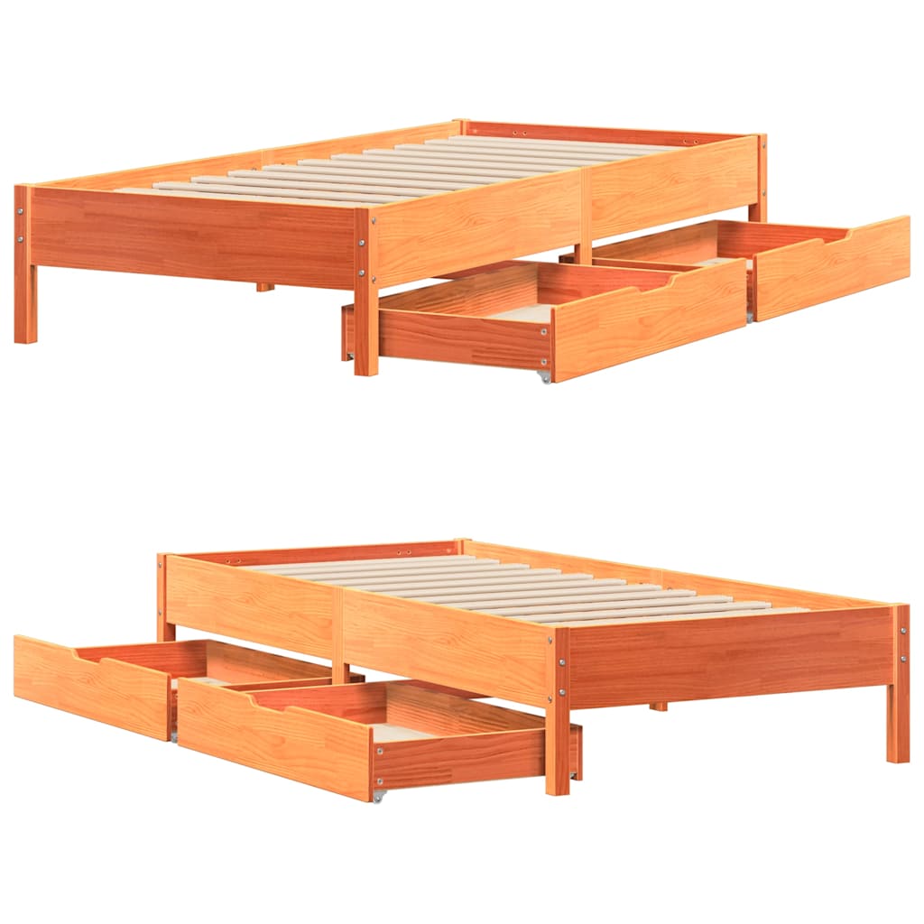 viaszbarna tömör fenyőfa ágy matrac nélkül 90 x 190 cm