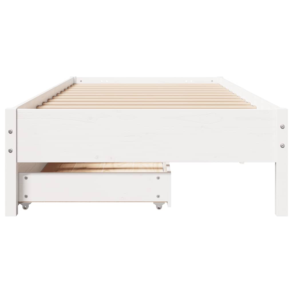fehér tömör fenyőfa ágy matrac nélkül 75 x 190 cm