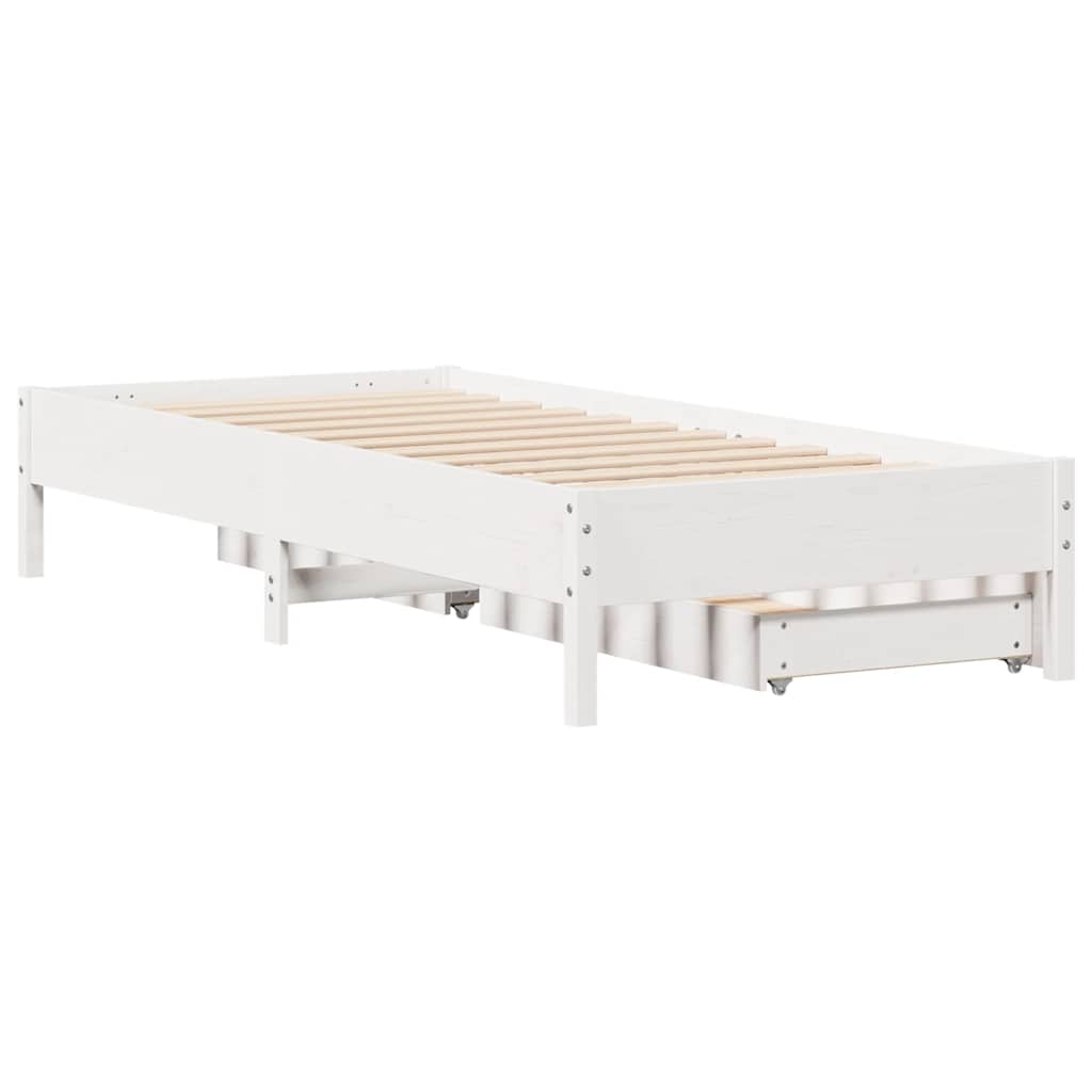fehér tömör fenyőfa ágy matrac nélkül 75 x 190 cm
