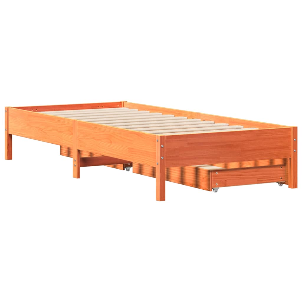 viaszbarna tömör fenyőfa ágy matrac nélkül 75 x 190 cm