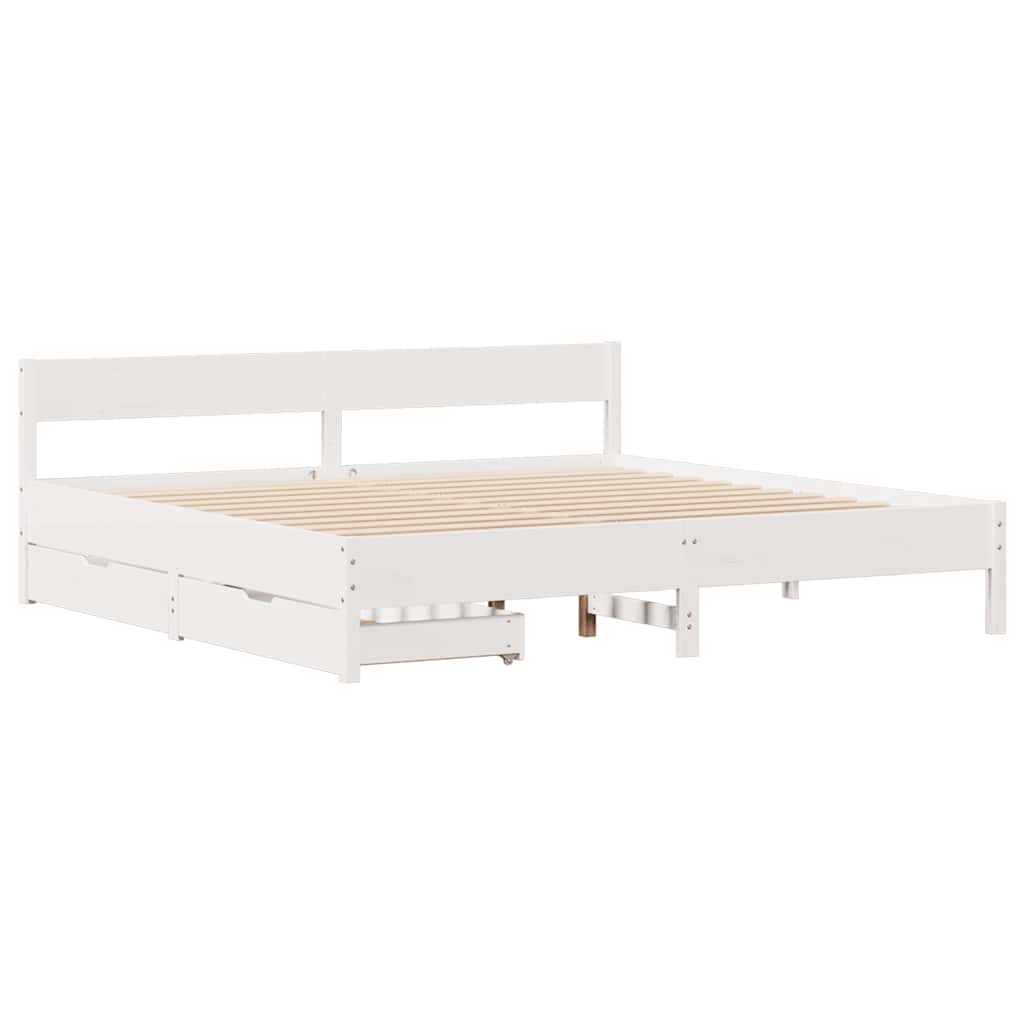 fehér tömör fenyőfa ágy matrac nélkül 200 x 200 cm
