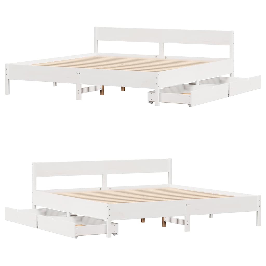 fehér tömör fenyőfa ágy matrac nélkül 200 x 200 cm