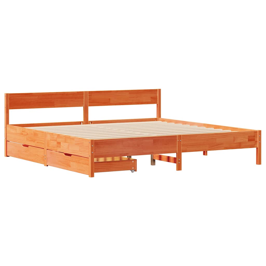 viaszbarna tömör fenyőfa ágy matrac nélkül 200 x 200 cm