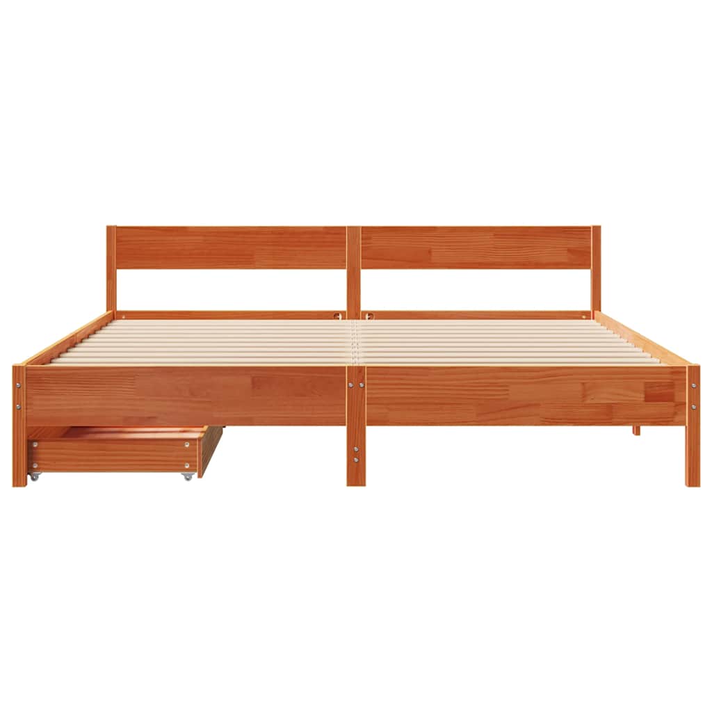 viaszbarna tömör fenyőfa ágy matrac nélkül 200 x 200 cm