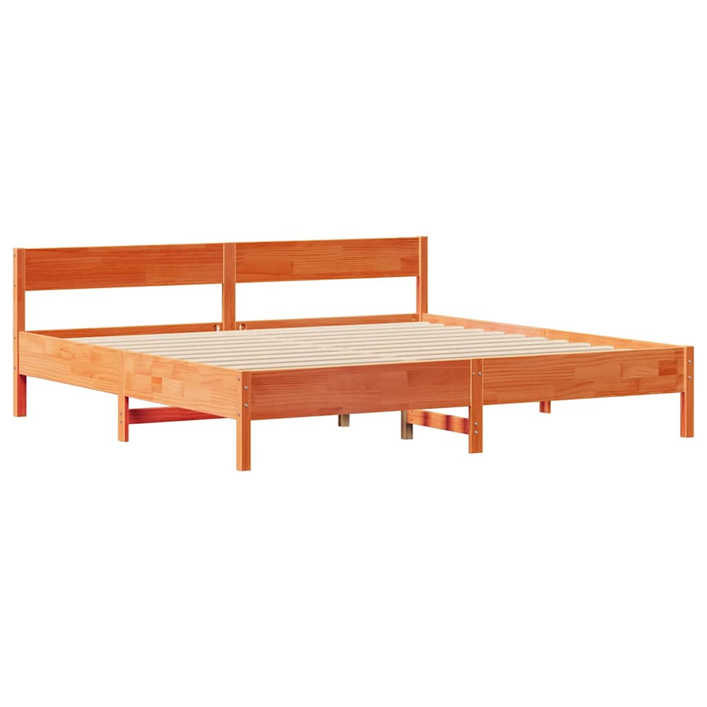 viaszbarna tömör fenyőfa ágy matrac nélkül 200 x 200 cm