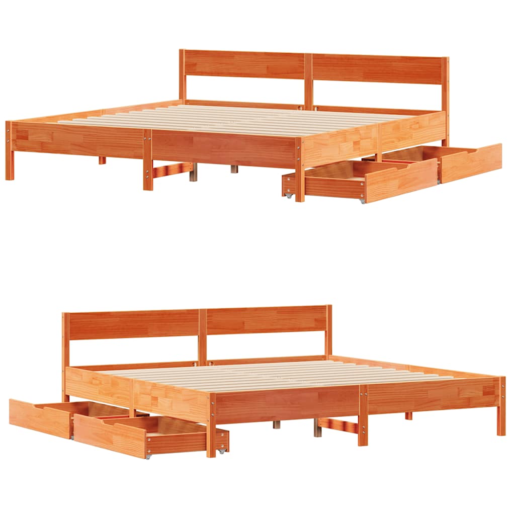 viaszbarna tömör fenyőfa ágy matrac nélkül 200 x 200 cm