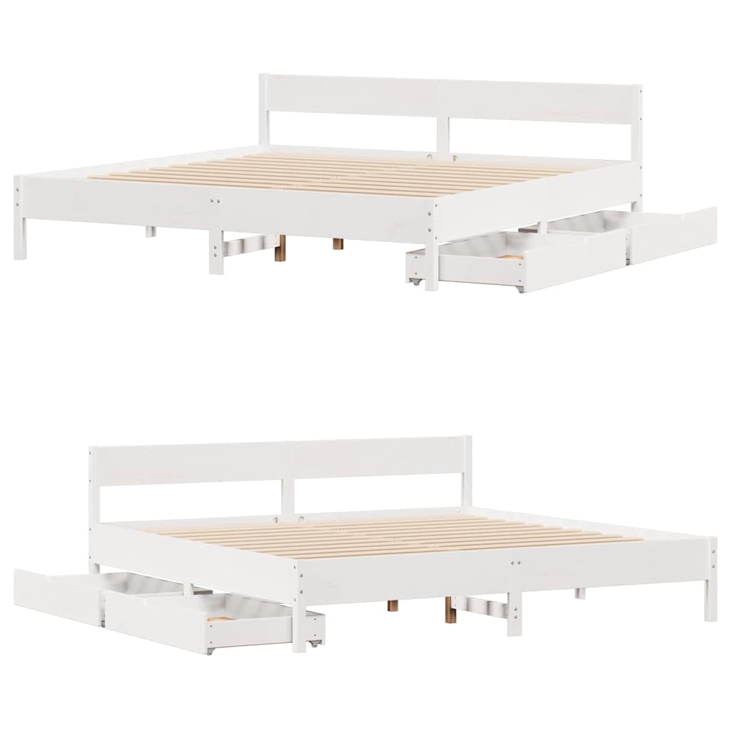 fehér tömör fenyőfa ágy matrac nélkül 180 x 200 cm