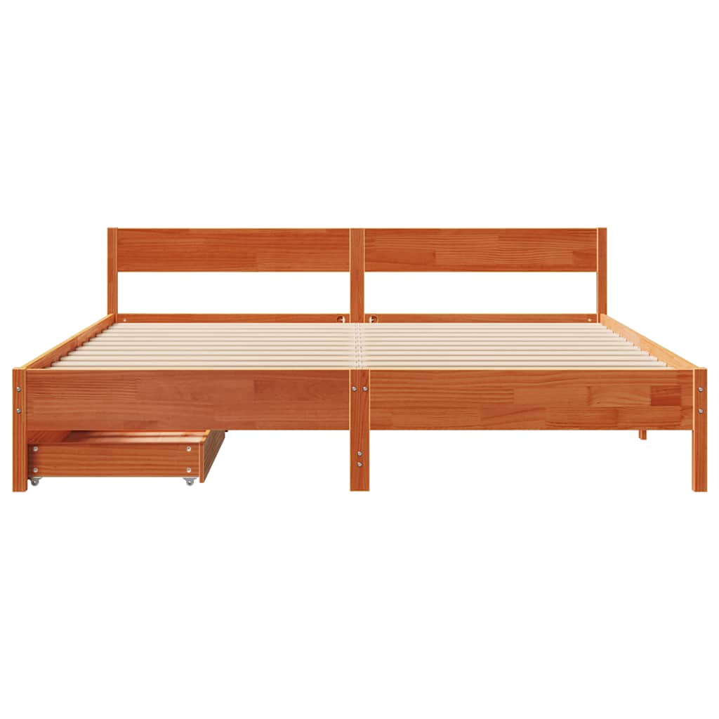 viaszbarna tömör fenyőfa ágy matrac nélkül 180 x 200 cm