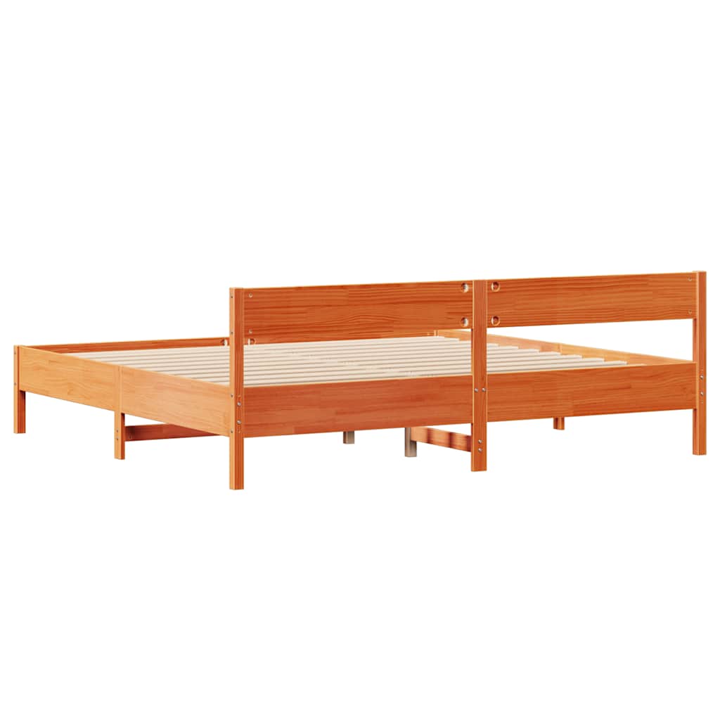viaszbarna tömör fenyőfa ágy matrac nélkül 180 x 200 cm