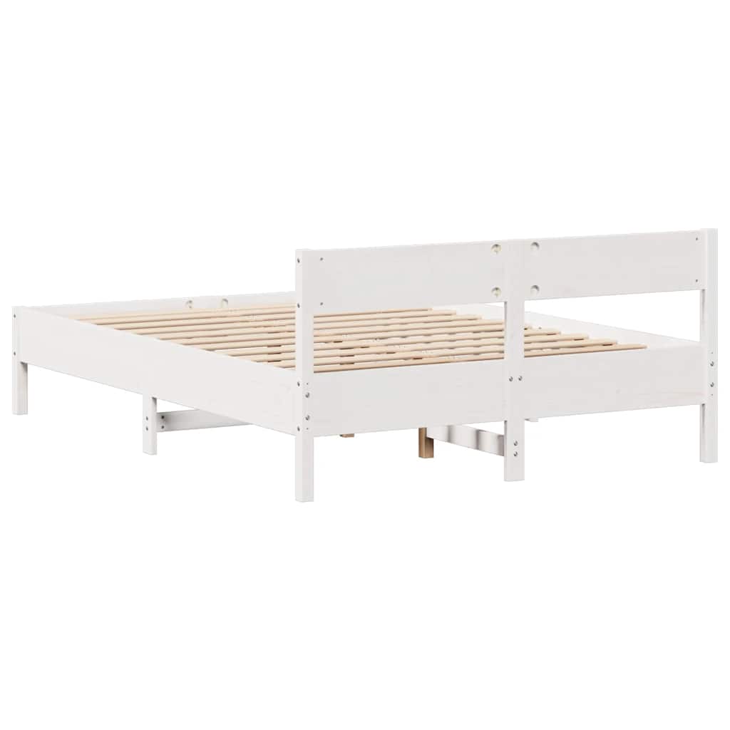 fehér tömör fenyőfa ágy matrac nélkül 150 x 200 cm