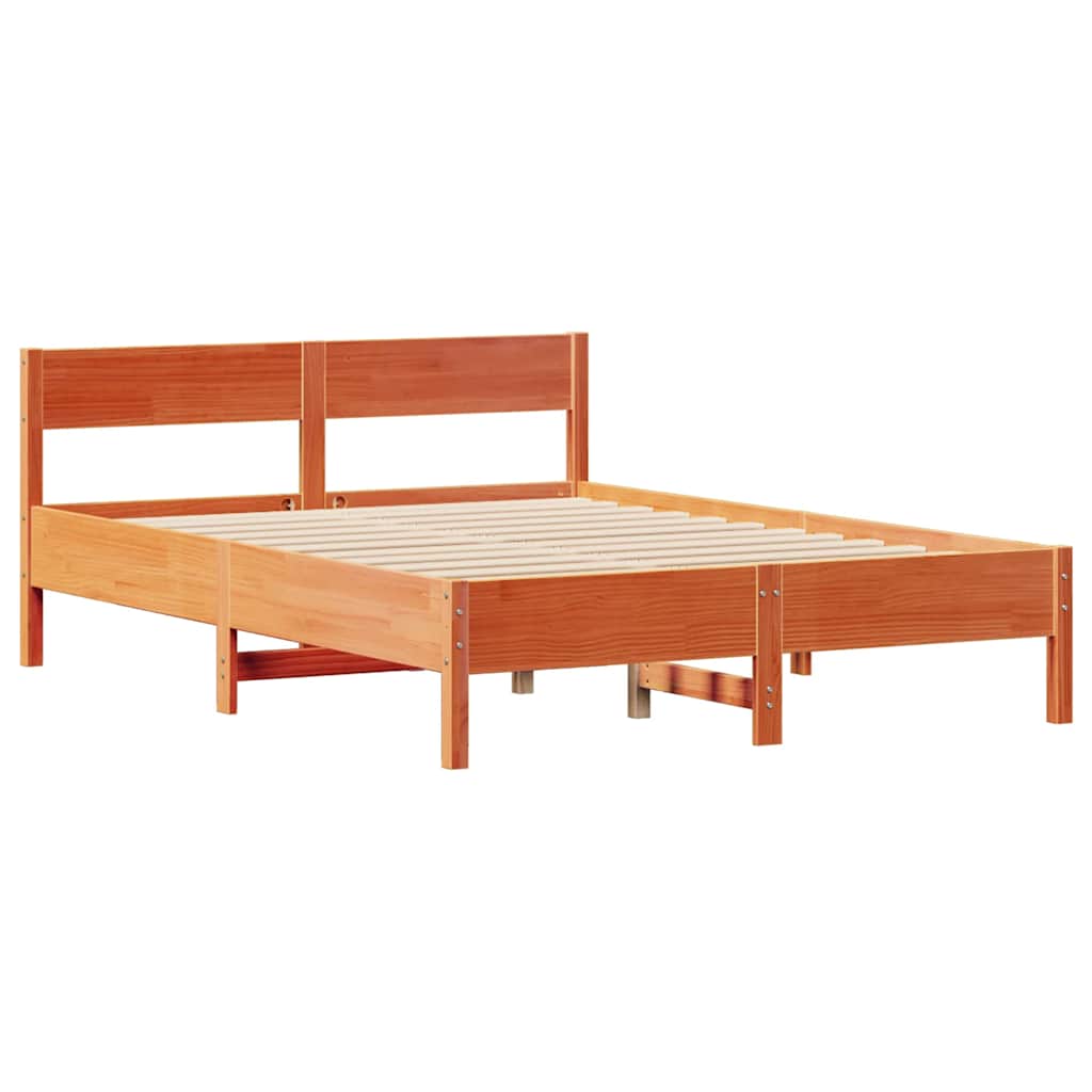 viaszbarna tömör fenyőfa ágy matrac nélkül 150 x 200 cm