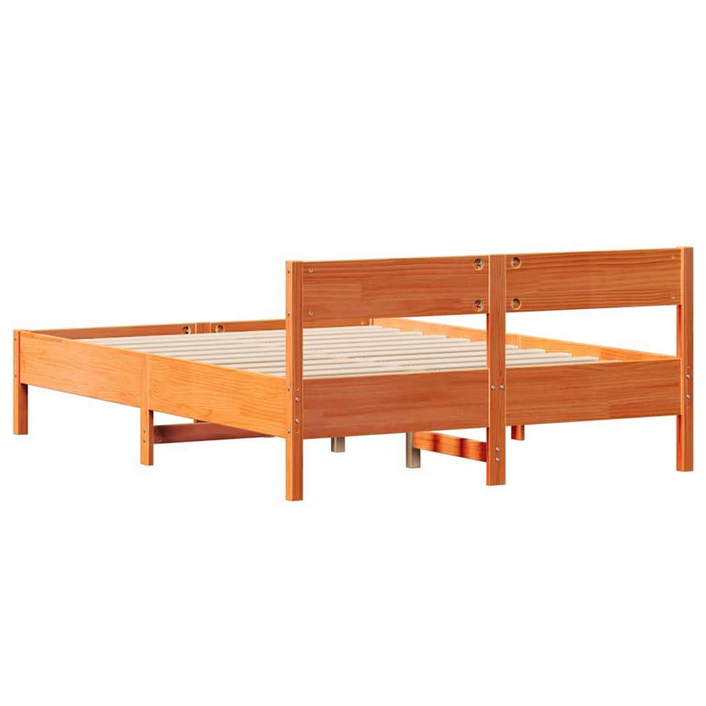 viaszbarna tömör fenyőfa ágy matrac nélkül 150 x 200 cm