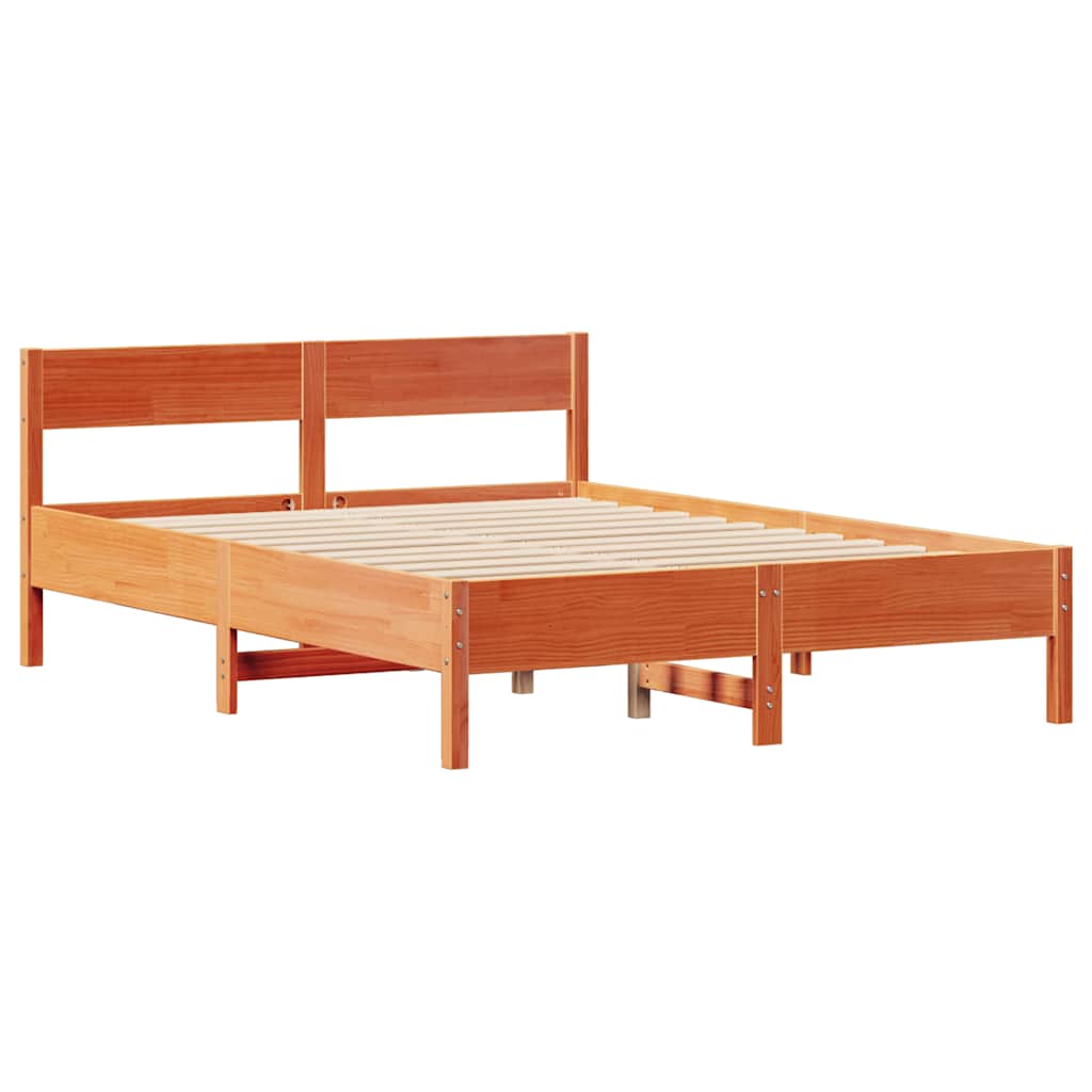 viaszbarna tömör fenyőfa ágy matrac nélkül 120 x 200 cm