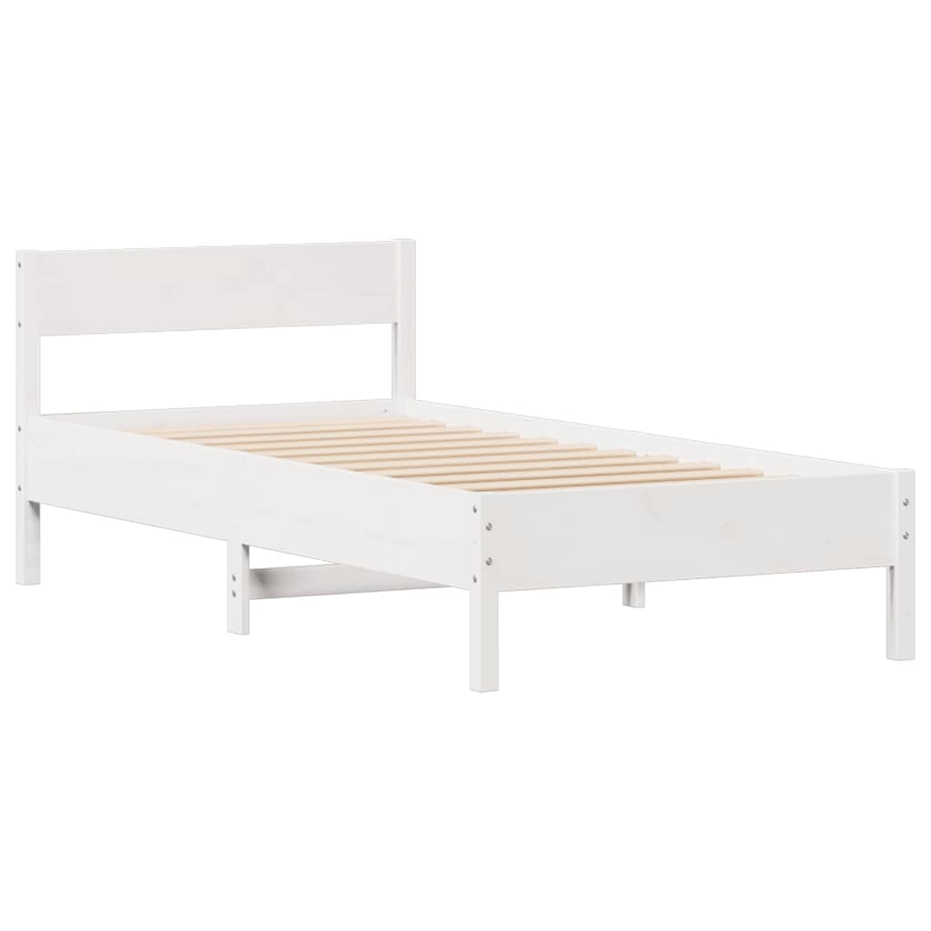 fehér tömör fenyőfa ágy matrac nélkül 100 x 200 cm