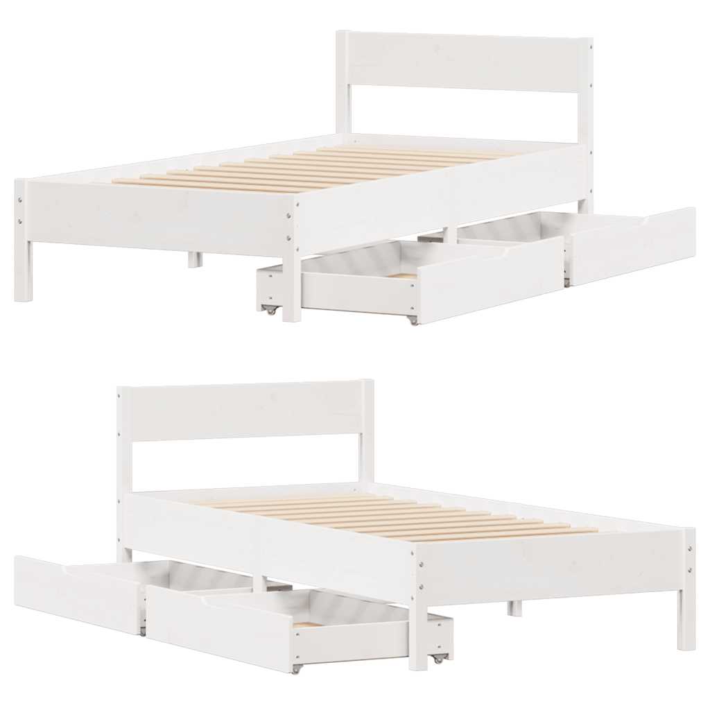 fehér tömör fenyőfa ágy matrac nélkül 100 x 200 cm