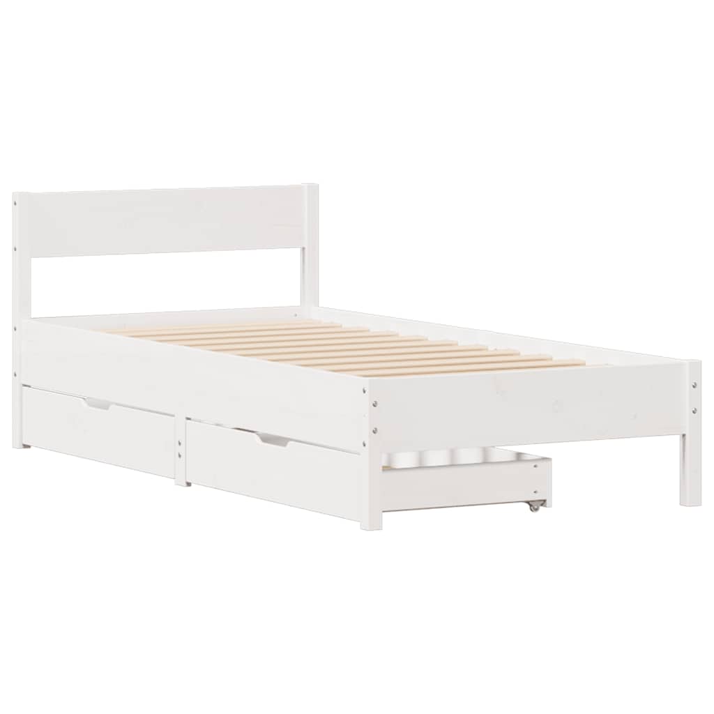 fehér tömör fenyőfa ágy matrac nélkül 90 x 200 cm