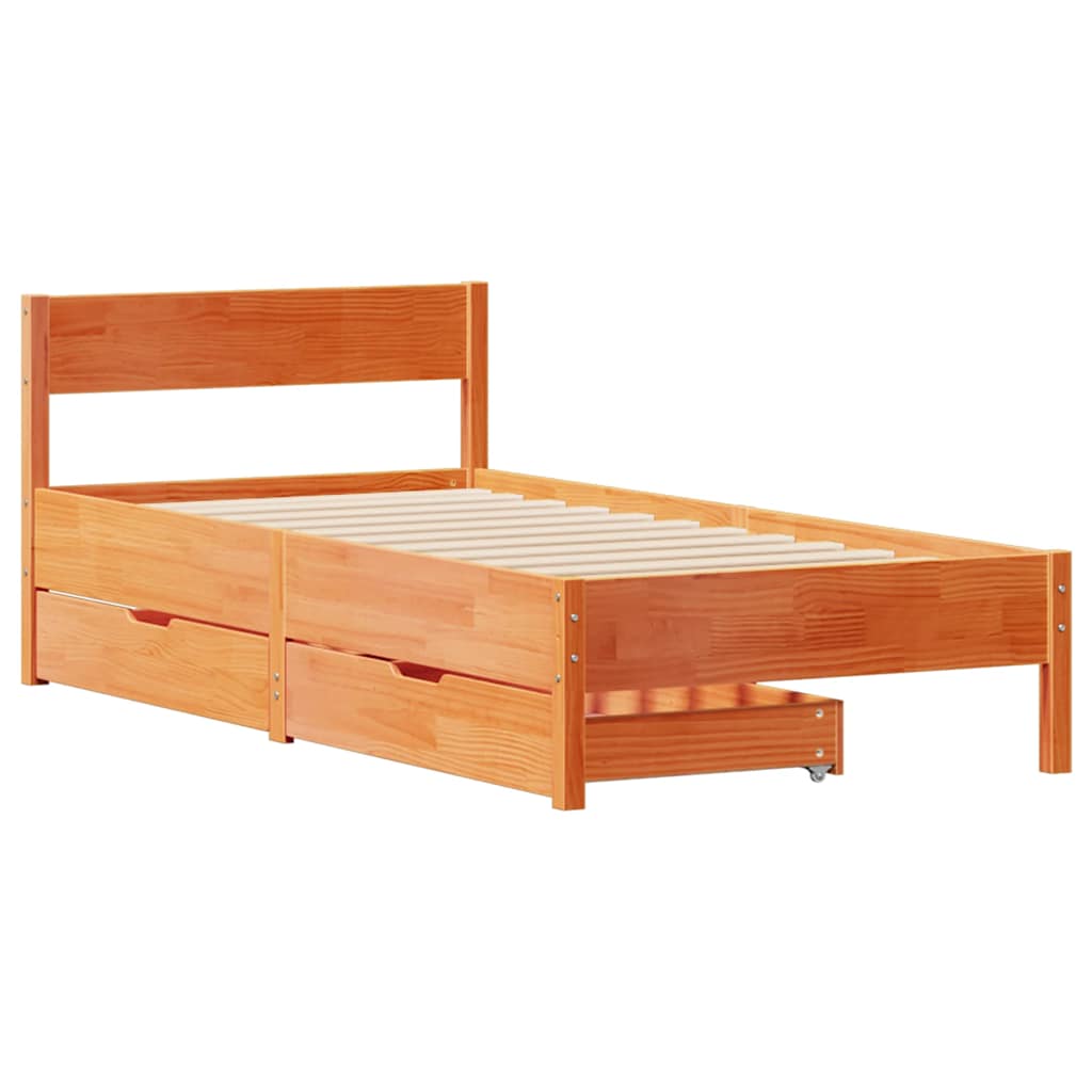 viaszbarna tömör fenyőfa ágy matrac nélkül 90 x 200 cm