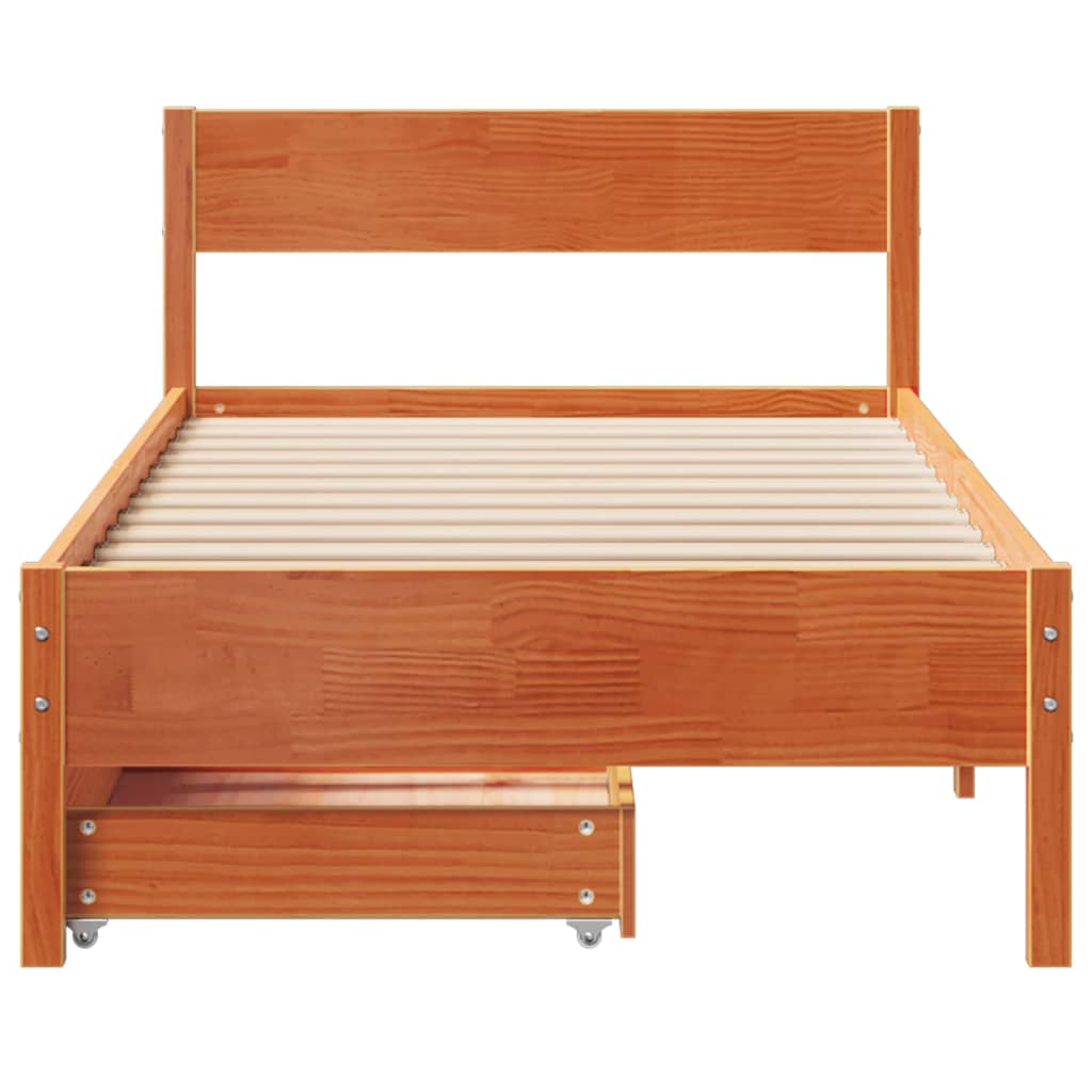 viaszbarna tömör fenyőfa ágy matrac nélkül 90 x 200 cm