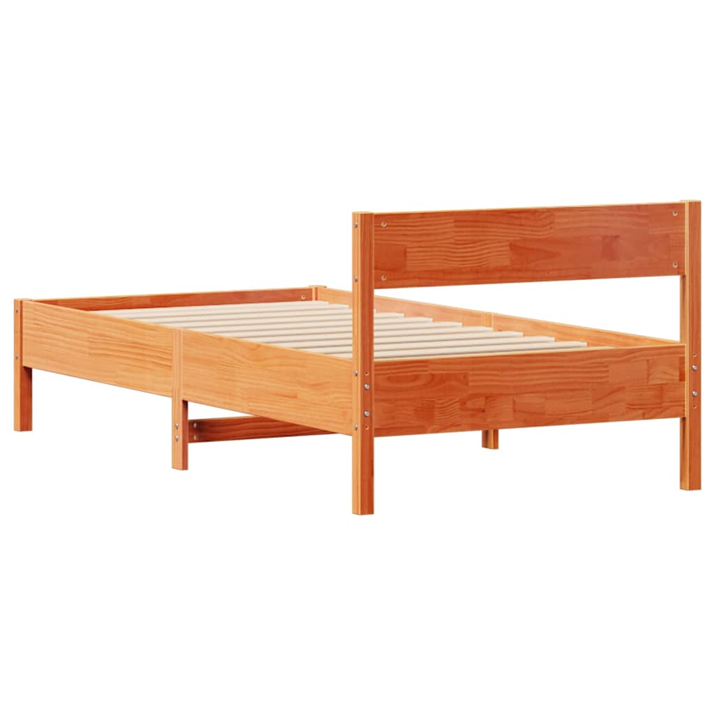 viaszbarna tömör fenyőfa ágy matrac nélkül 90 x 200 cm