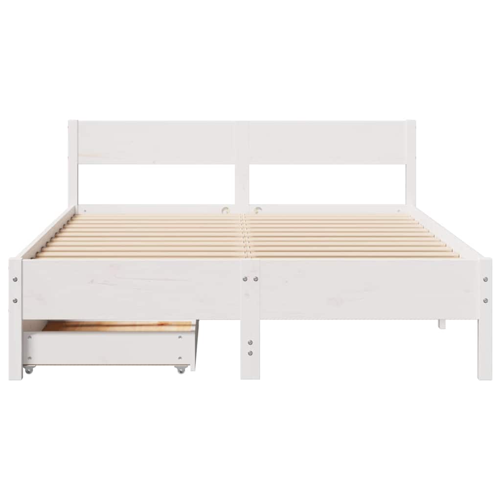 fehér tömör fenyőfa ágy matrac nélkül 135 x 190 cm