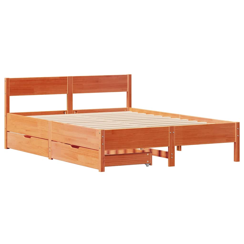 viaszbarna tömör fenyőfa ágy matrac nélkül 120 x 190 cm